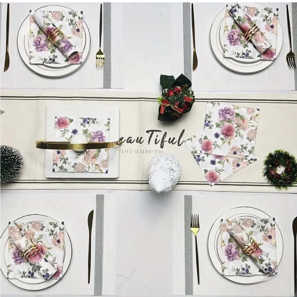 Vibrant Floral Pink & Purple Roses Luncheon Napkins (2042), 20 ct
